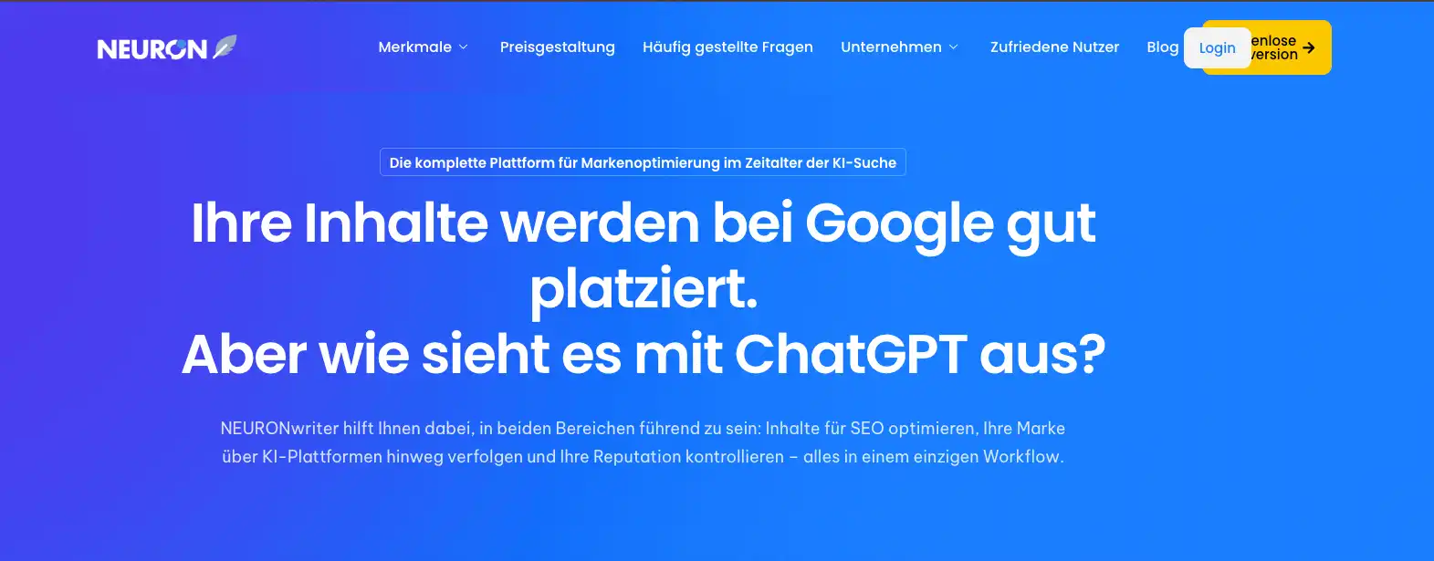 Neuronwriter-Startseite